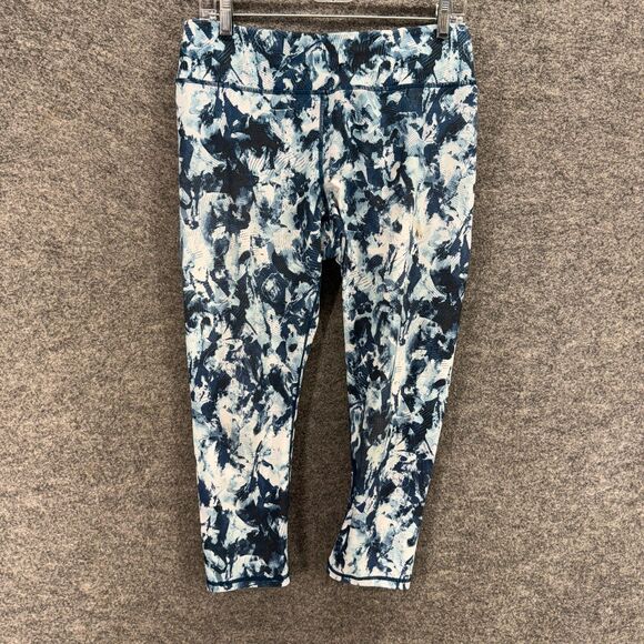 Gaiam Activewear Leggings Women L Large Blue Colorblock Capri High Rise Skinny - Picture 1 of 7